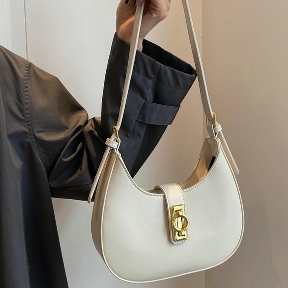 Off White Shoulder/Underarm Half Moon Bag - Picture 1 of 8